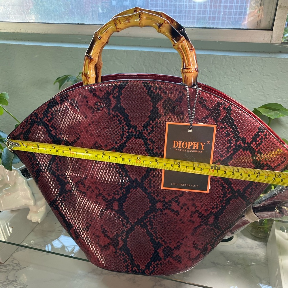 Diophy Red Vegan Snake Skin Purse - Picture 7 of 16